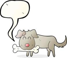Freihändig gezeichneter Sprechblasen-Cartoon-Hund mit Knochen vektor
