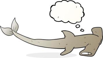 Freihändig gezeichnete Gedankenblase Cartoon Hammerhai vektor