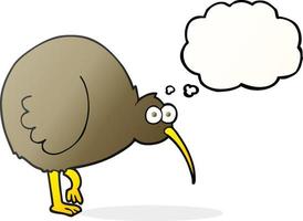 Freihändig gezeichneter Gedankenblasen-Karikatur-Kiwi-Vogel vektor