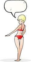 Cartoon-Bikini-Frau mit Sprechblase vektor