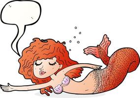 tecknad serie sjöjungfru med Tal bubbla vektor