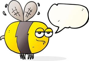 Freihändig gezeichnete Sprechblase Cartoon unglückliche Biene vektor