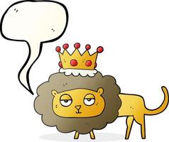 freehand dragen Tal bubbla tecknad serie lejon med krona vektor