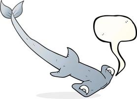 Freihändig gezeichneter Sprechblasen-Cartoon-Hammerhai vektor