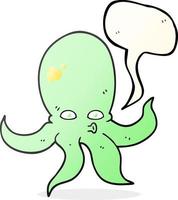 Freihändig gezeichnete Sprechblase Cartoon Oktopus vektor