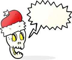 Freihändig gezeichnete Sprechblase Cartoon Weihnachtsmütze auf dem Schädel vektor
