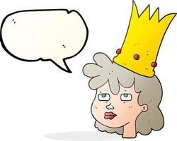 freehand dragen Tal bubbla tecknad serie drottning med krona vektor