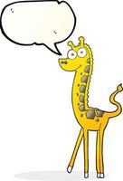 Freihändig gezeichnete Sprechblase Cartoon-Giraffe vektor