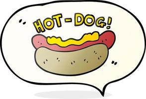 Freihändig gezeichneter Sprechblasen-Cartoon-Hotdog vektor