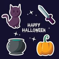 fröhliche Halloween-Aufkleber-Set-Sammlung vektor