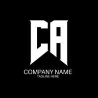c-Buchstaben-Logo-Design. Anfangsbuchstaben des Logo-Symbols von ca Gaming für Technologieunternehmen. tech letter c minimale logo-designvorlage. ca-Briefdesign-Vektor mit weißen und schwarzen Farben. ca vektor