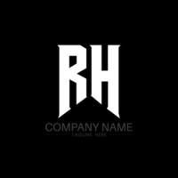 rh-Buchstaben-Logo-Design. Anfangsbuchstaben rh Gaming-Logo-Symbol für Technologieunternehmen. tech-buchstabe rh minimale logo-design-vorlage. RH-Briefdesign-Vektor mit weißen und schwarzen Farben. rechts vektor