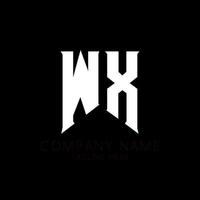 wx-Buchstaben-Logo-Design. Anfangsbuchstaben wx Gaming-Logo-Symbol für Technologieunternehmen. tech letter wx minimale logo-designvorlage. wx Briefdesignvektor mit weißen und schwarzen Farben. wx, wx vektor