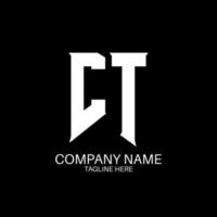 ct-Buchstaben-Logo-Design. Anfangsbuchstaben ct-Gaming-Logo-Symbol für Technologieunternehmen. tech letter ct minimale logo-designvorlage. ct-Briefdesign-Vektor mit weißen und schwarzen Farben. kt vektor