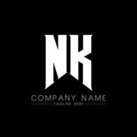 nk-Buchstaben-Logo-Design. Anfangsbuchstaben nk Gaming-Logo-Symbol für Technologieunternehmen. tech letter nk minimale logo-designvorlage. nk-Letter-Design-Vektor mit weißen und schwarzen Farben. nk vektor