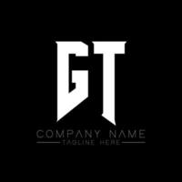 gt-Brief-Logo-Design. Anfangsbuchstaben des Logos von gt Gaming für Technologieunternehmen. tech letter gt minimale logo-designvorlage. gt-Briefdesign-Vektor mit weißen und schwarzen Farben. gt vektor