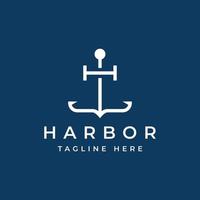 buchstabe h anker marine hafen logo design vektor