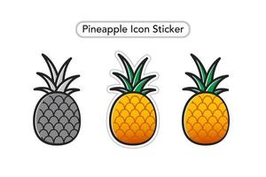 Ananas-Aufkleber. Ananas-Vektorsymbole. Obst bunte ClipArt. Schwarz-Weiß-Symbol. Eindruck vektor