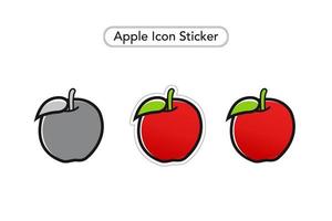 äpple klistermärke. äpple vektor ikoner. frukt färgrik klämma konst. svart och vit ikon.