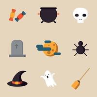 flaches Design-Halloween-Symbole vektor