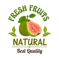 guava. färsk naturlig tropisk exotisk frukt emblem vektor