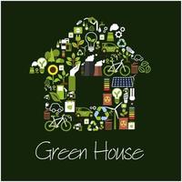 Eco Green House Symbol mit ökologischen Symbolen vektor
