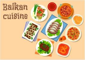 balkan kök kött och vegetabiliska maträtter ikon vektor