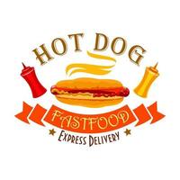 Fast-Food-Hot-Dog-Schild für Lebensmittellieferungsdesign vektor