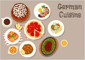 tysk kök kött maträtter med desserter ikon vektor