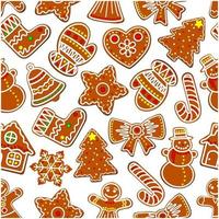 weihnachten festliches ingwer cookie nahtloses muster vektor