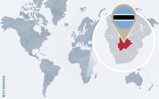 abstrakte blaue Weltkarte mit vergrößertem Botswana. vektor