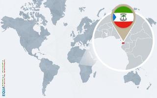 abstrakte blaue Weltkarte mit vergrößertem Äquatorialguinea. vektor