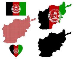 Karta flagga och symbol av afghanistan på en vit bakgrund vektor