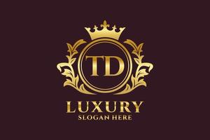 Royal Luxury Logo-Vorlage mit anfänglichem td-Buchstaben in Vektorgrafiken für luxuriöse Branding-Projekte und andere Vektorillustrationen. vektor