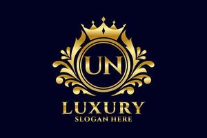 Royal Luxury Logo-Vorlage mit anfänglichem UN-Buchstaben in Vektorgrafiken für luxuriöse Branding-Projekte und andere Vektorillustrationen. vektor
