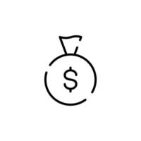 Geld, Bargeld, Reichtum, Zahlung gepunktete Linie Symbol Vektor Illustration Logo Vorlage. für viele Zwecke geeignet.