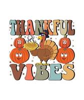 Thanksgiving Groovy Style Typografie T-Shirt Design, Emoji Thanksgiving Design, kawai T-Shirt Design vektor