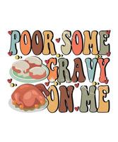 Thanksgiving Groovy Style Typografie T-Shirt Design, Emoji Thanksgiving Design, kawai T-Shirt Design vektor