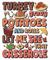 Thanksgiving Groovy Style Typografie T-Shirt Design, Emoji Thanksgiving Design, kawai T-Shirt Design vektor