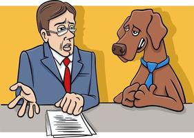 karikaturhund, der ein interview im fernsehen gibt vektor