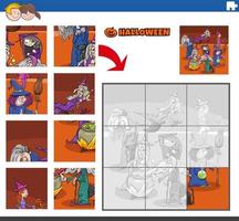 Puzzle-Aufgabe mit Cartoon-Hexen an Halloween vektor