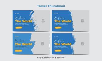 Reise- und Tour-Video-Thumbnail-Designpaket Hoteltourismus-Marketing-Service-Video-Thumbnail vektor