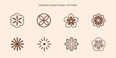 koreanska traditionell linje mönster. asiatisk stil. korea, Kina symbol uppsättning vektor