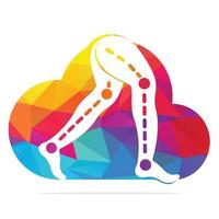 Logo-Vorlagendesign für Cloud-Beinprothesen. Vektordesign für orthopädische und physiotherapeutische Kliniken. vektor