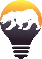 Glühbirne Lampe Bär Logo Symbol entwirft Vektor. Bären-Vektor-Template-Konzeption. vektor