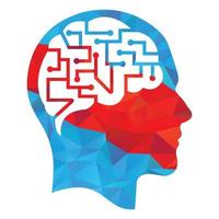 menschliches Gehirn als digitale Leiterplatte. Symbol für künstliche Intelligenz. kreative idee des techno-menschenkopf-logo-konzepts. vektor
