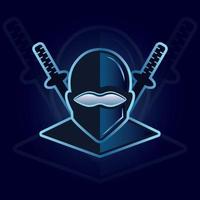 Ninja und Kreuzschwert-Maskottchen-Vektor-Illustration-Logo-Design-Vorlage. Ninja-Maskottchen für Gaming-Kanal. vektor