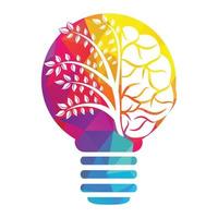 modern hjärna Glödlampa lampa träd logotyp design. tänkande Glödlampa färgrik hjärna aning. vektor