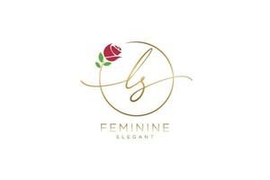 första ls feminin logotyp skönhet monogram och elegant logotyp design, handstil logotyp av första signatur, bröllop, mode, blommig och botanisk med kreativ mall. vektor