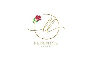 första ll feminin logotyp skönhet monogram och elegant logotyp design, handstil logotyp av första signatur, bröllop, mode, blommig och botanisk med kreativ mall. vektor